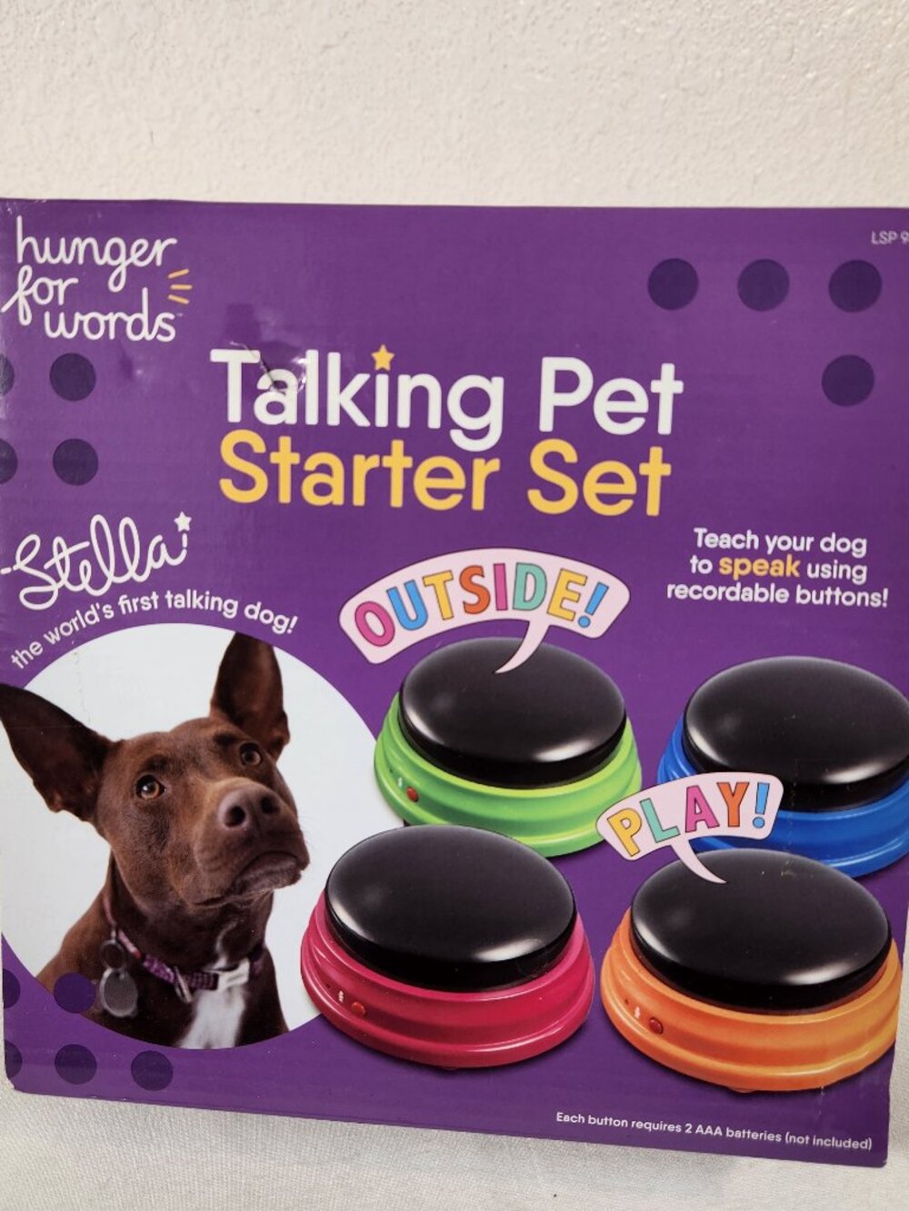 Hunger for Words Talking Pet Starter Kit For Dogs - 4 Buttons Brand New FastShip